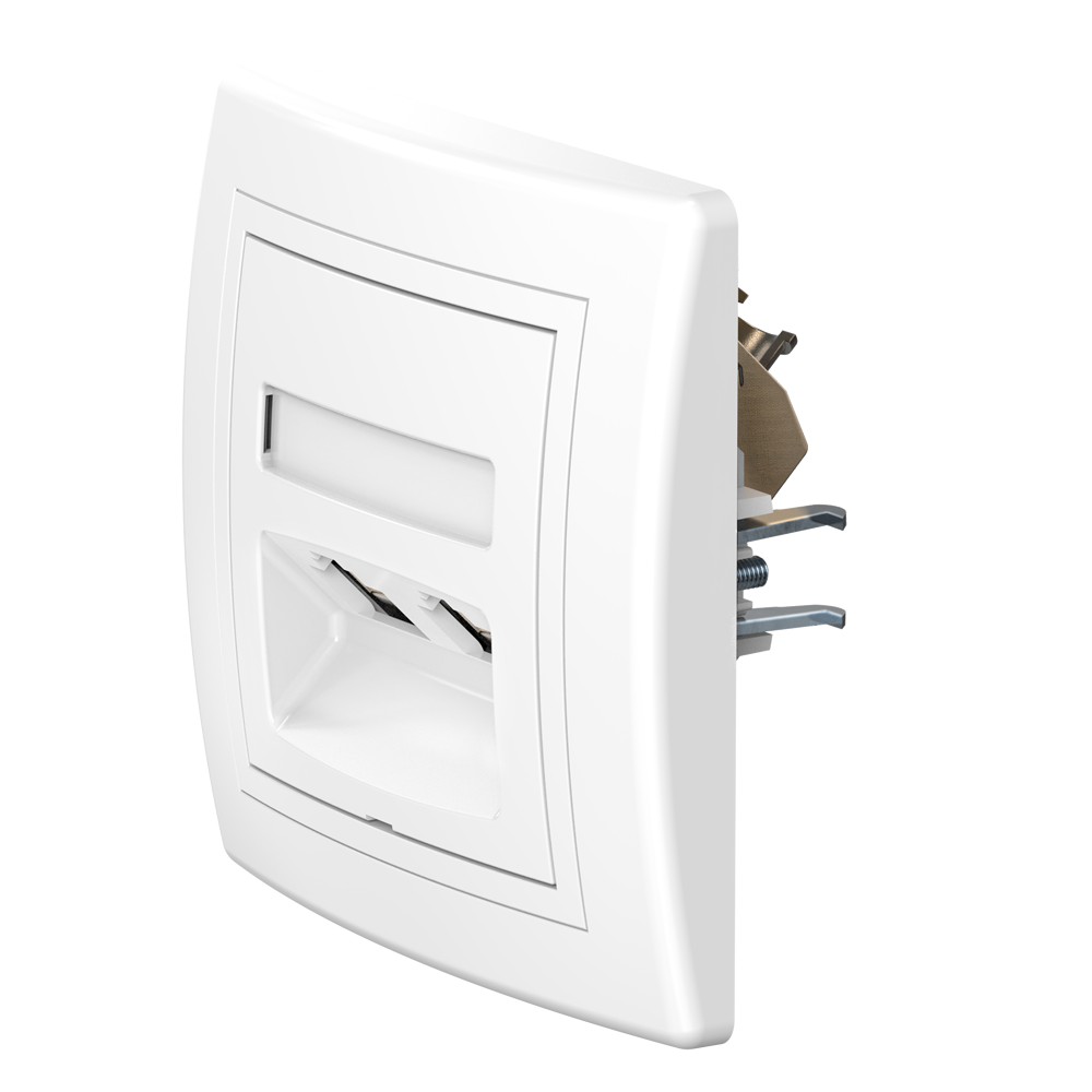 Розетка скрытой установки CADUCEUS ALING PRESTIGE двойная, компьютерная с модулями Keystone RJ45 8P8C, cat.5e, FTP, артикул 614S