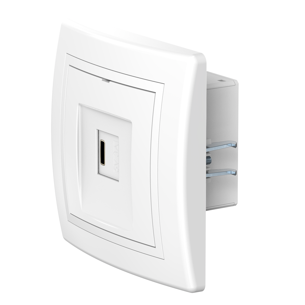 Розетка скрытой установки CADUCEUS ALING PRESTIGE USB, тип С, для зарядки 1-го устройства, 3А, 5В=, 250В~, артикул: 6166